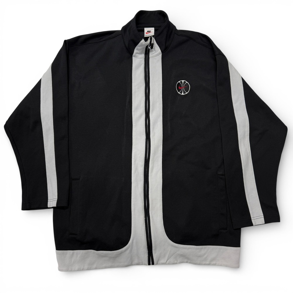 Nike Vintage Basketball Track Jacket‎ Mens Large Black White Colorblock Full Zip
